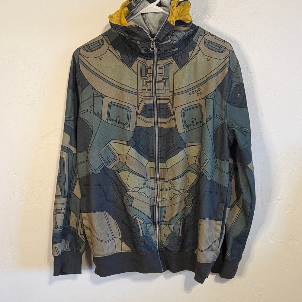 Halo Men's Graphic Hoodie - Green and Tan